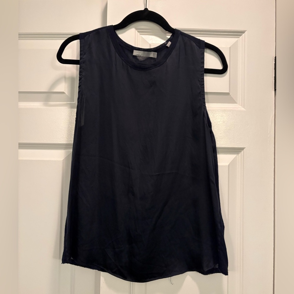 Vince Dark Blue Sleeveless Tank Top, Size Small
